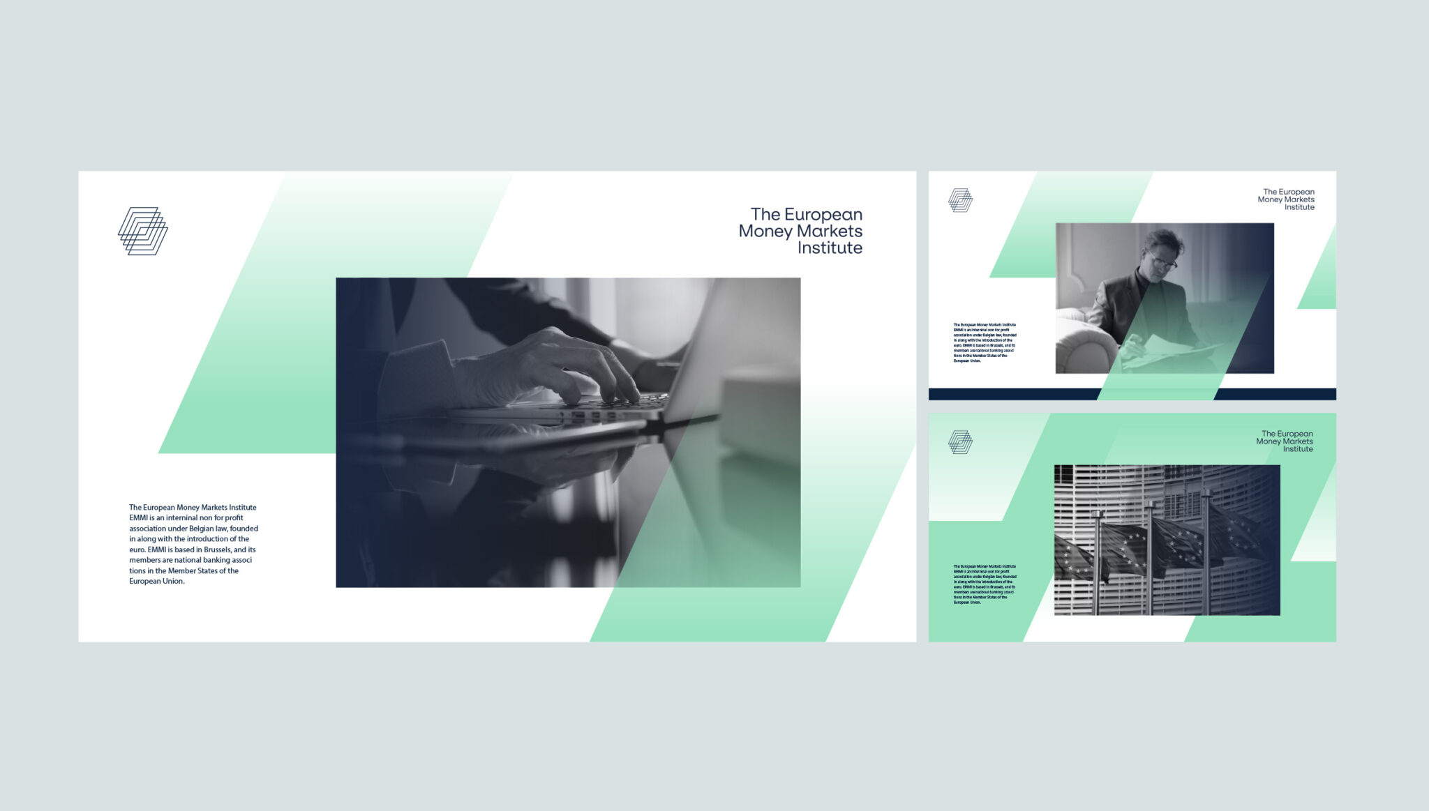 Logo, and visual identity design for EMMI, the European money market institute.
