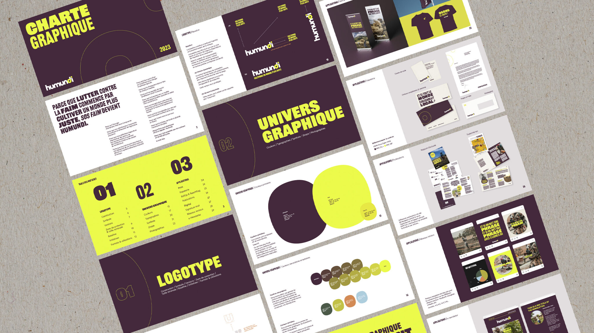 Logo and brand design by Hoet&Hoet for Humundi, previously sos faim, an international organisation that has been fighting hunger, poverty and inequality since 1964.